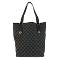 Gucci Black Gold GG Canvas Leather Tote Shoulder Bag