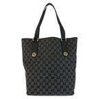 Gucci Black Gold GG Canvas Leather Tote Shoulder Bag