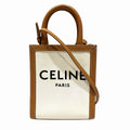 Celine Mini Vertical Cover Shoulder Bag Calfskin Canvas Natural X Tan