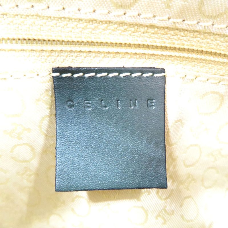 Celine C Macadam Pattern Canvas Leather Gold Hardware Olive Green Shoulder Bag — view 7