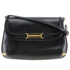 Gucci Vintage Sherry Line 2-Way Clutch Calf Black Shoulder Bag