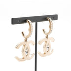 Chanel Earrings Gold Coco Mark Rhinestone Half Hoop — view 8