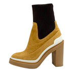 Hermes Boots Short Sock Shoes Suede Fabric Bicolor Camel Brown — view 3