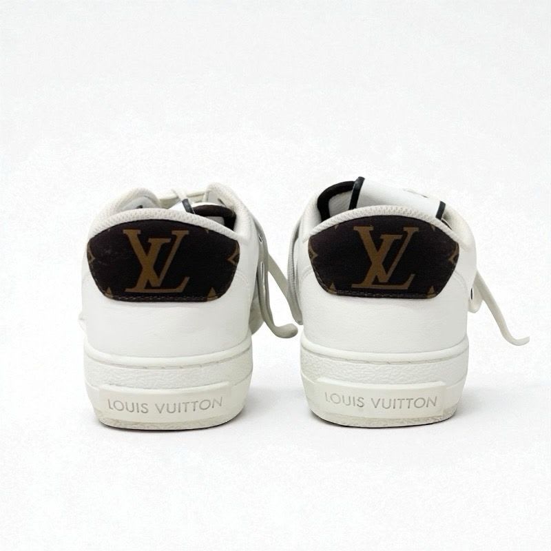 Louis Vuitton Charlie Line Monogram Sneakers Shoes Leather White Gray Black — view 5