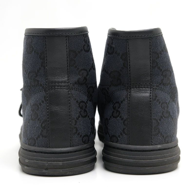 Gucci High Cut Sneakers Size 37 GG Canvas Black — view 3