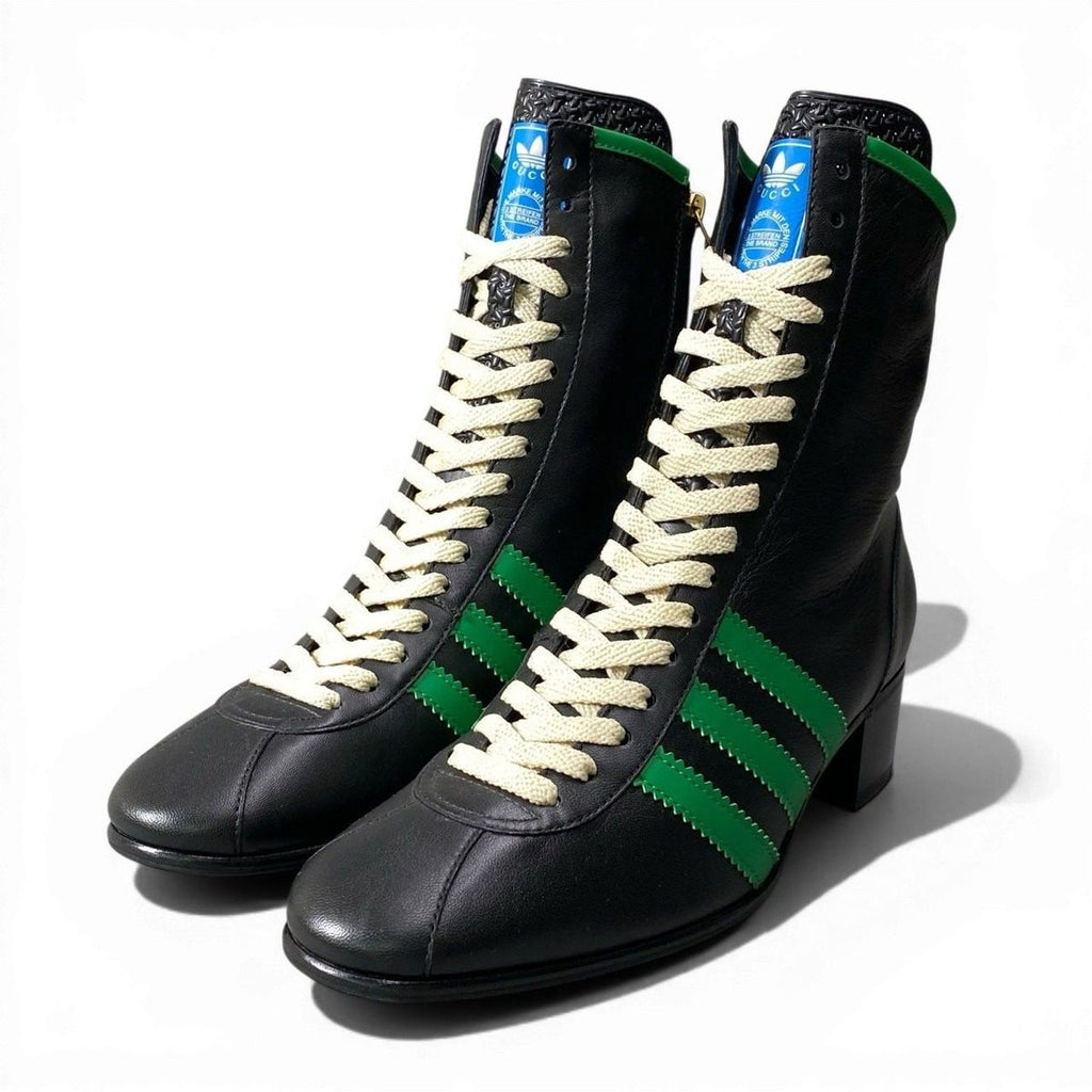 Gucci D9 Adidas Bowling Shoes Leather Boots Side Zip Trefoil Logo 6.5 Black — view 2