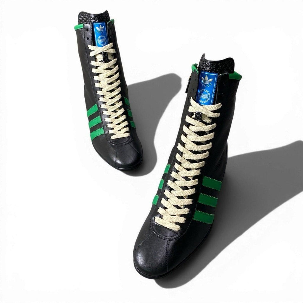 Gucci D9 Adidas Bowling Shoes Leather Boots Side Zip Trefoil Logo 6.5 Black — view 3