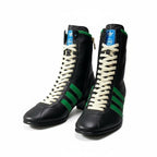 Gucci D9 Adidas Bowling Shoes Leather Boots Side Zip Trefoil Logo 6.5 Black