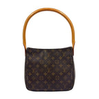 Louis Vuitton Looping MM Monogram Leather Brown Handbag Gold