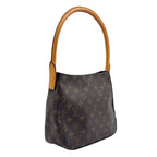Louis Vuitton Looping MM Monogram Leather Brown Handbag Gold — view 2