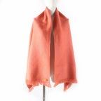 Hermes Grand Chevron 100% Cashmere Rose Blush Leather Scarf With Logo Patch — view 4