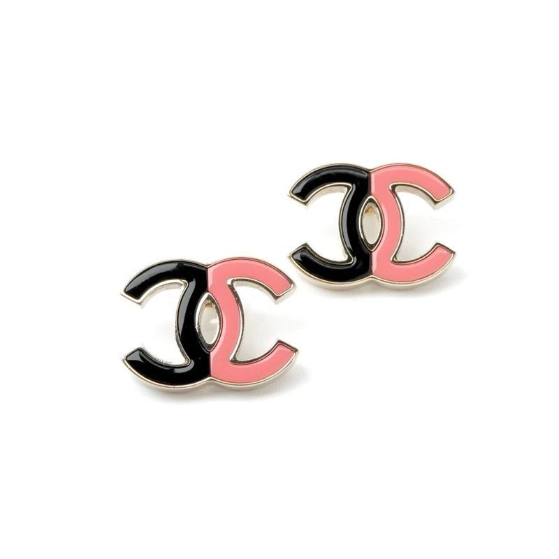 Chanel Earrings Gold Pink Black Heremark — view 2