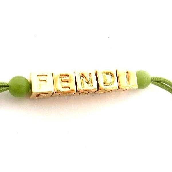 Fendi Leather Bracelet Accessory Women Green and Gold Aw5352 — view 4