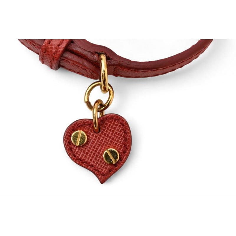 Prada Bracelet Bangle Saffiano Heart Charm Fuoco Red 1 Ajd45 — view 2