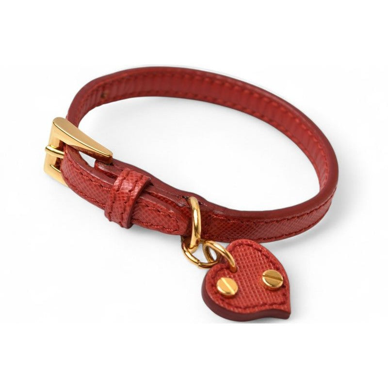 Prada Bracelet Bangle Saffiano Heart Charm Fuoco Red 1 Ajd45