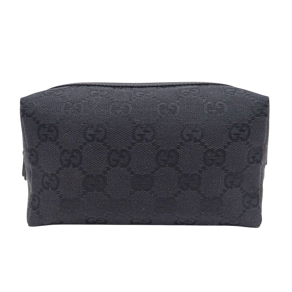 Gucci Pouch GG Canvas Black Makeup Case Logo Adult
