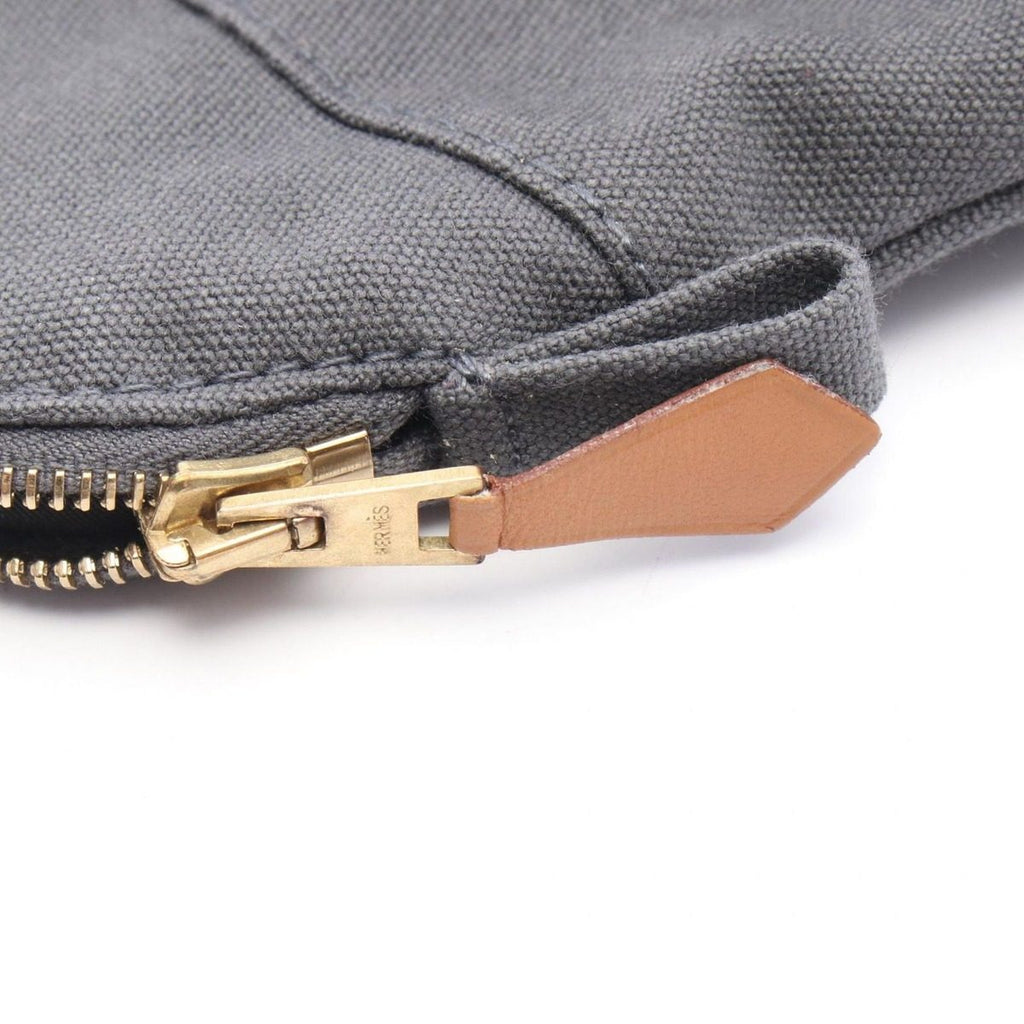 Hermes Pouch Bolide 20 Gray Canvas Leather Mini — view 7