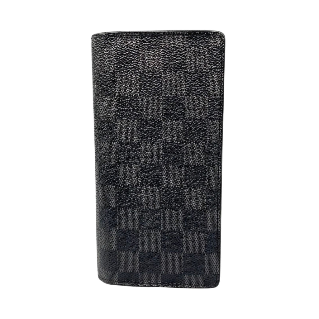 Louis Vuitton Portefeuille Brazza Damier Graphite Leather Black Bifold Wallet