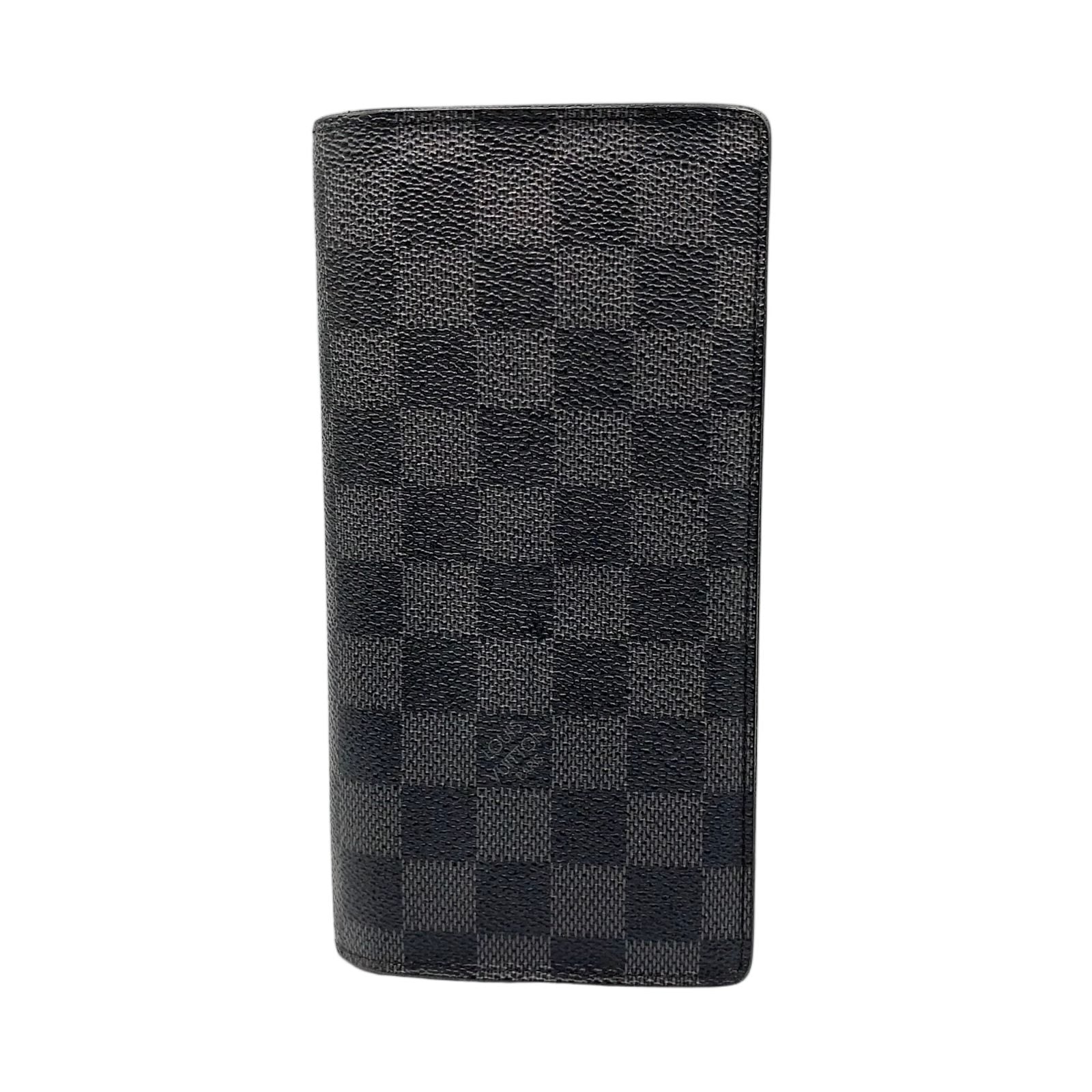 Louis Vuitton Portefeuille Brazza Damier Graphite Leather Black Bifold Wallet