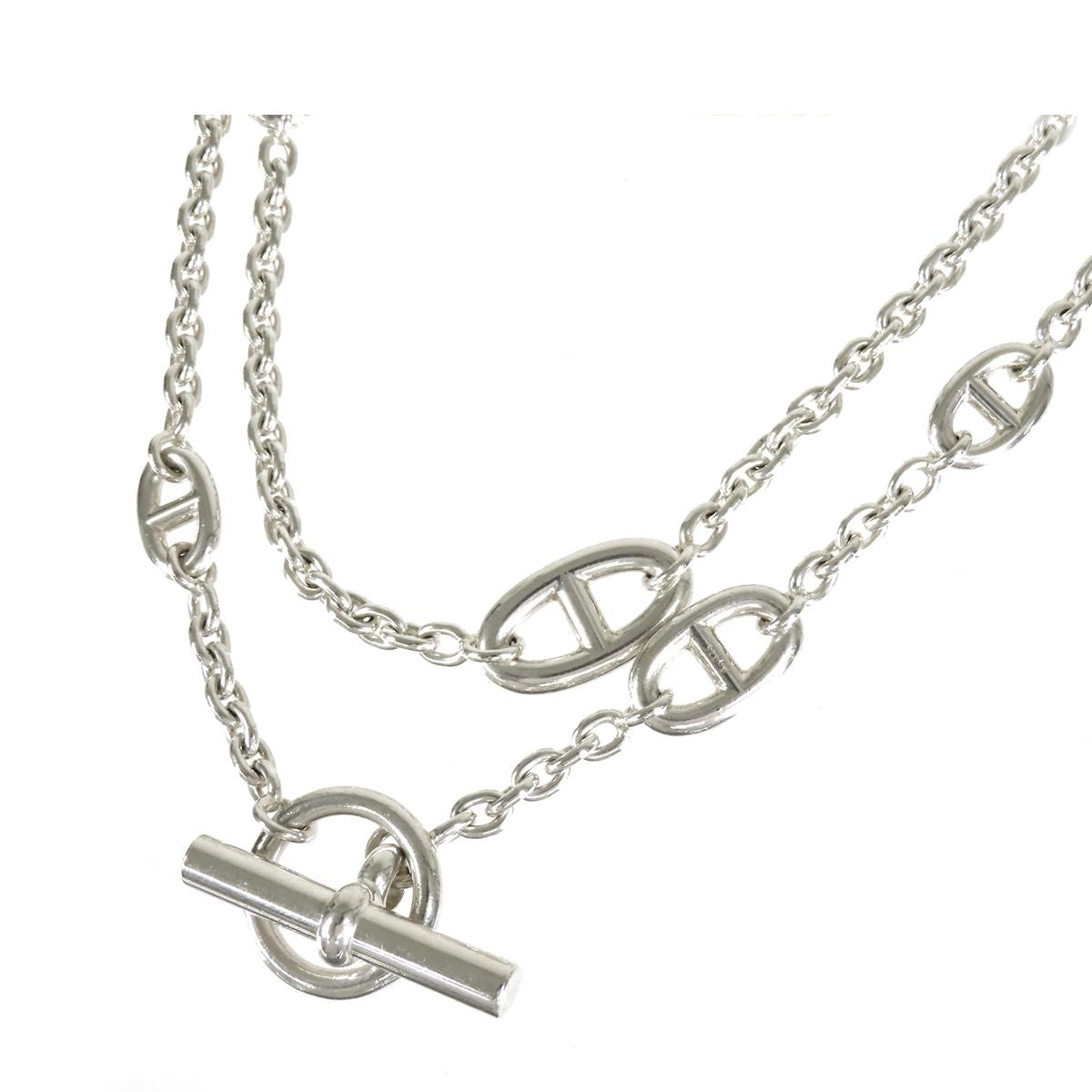 Hermes Farandole Long Silver Chaine D'ancre Necklace