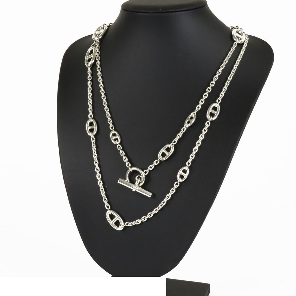 Hermes Farandole Long Silver Chaine D'ancre Necklace — view 8