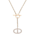 Hermes Chaine D'ancre Contour GM 18K Pink Gold Diamond Necklace ST