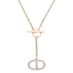 Hermes Chaine D'ancre Contour GM 18K Pink Gold Diamond Necklace ST