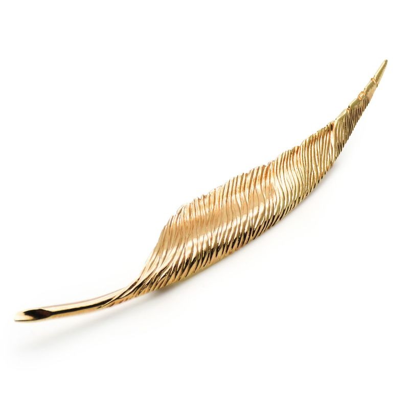 Christian Dior Brooch Metal Gold Feather Motif Plated Accessories — view 2