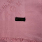 Louis Vuitton Shawl Monogram Pink Silk Wool Vintage Scarf — view 6