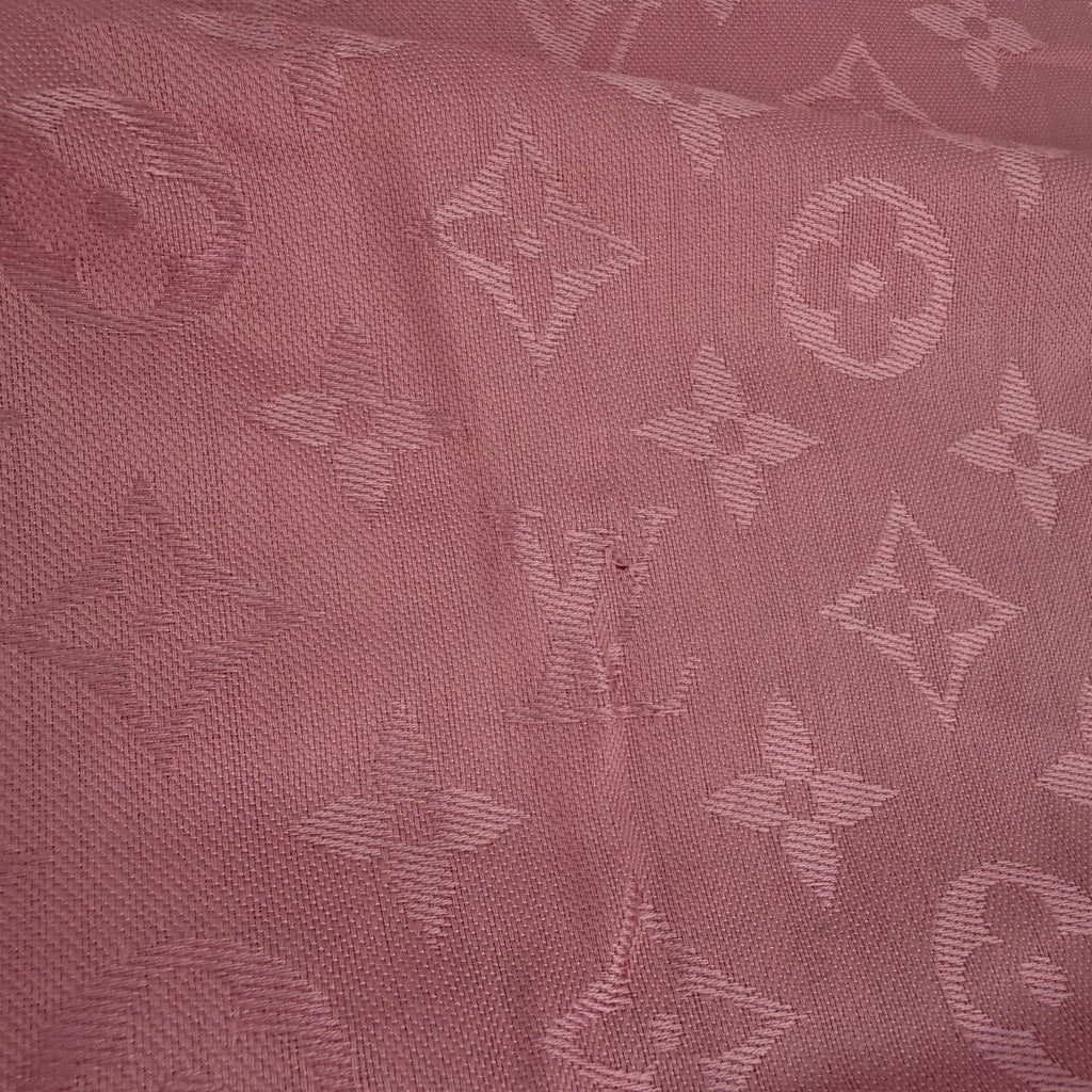 Louis Vuitton Shawl Monogram Pink Silk Wool Vintage Scarf — view 7