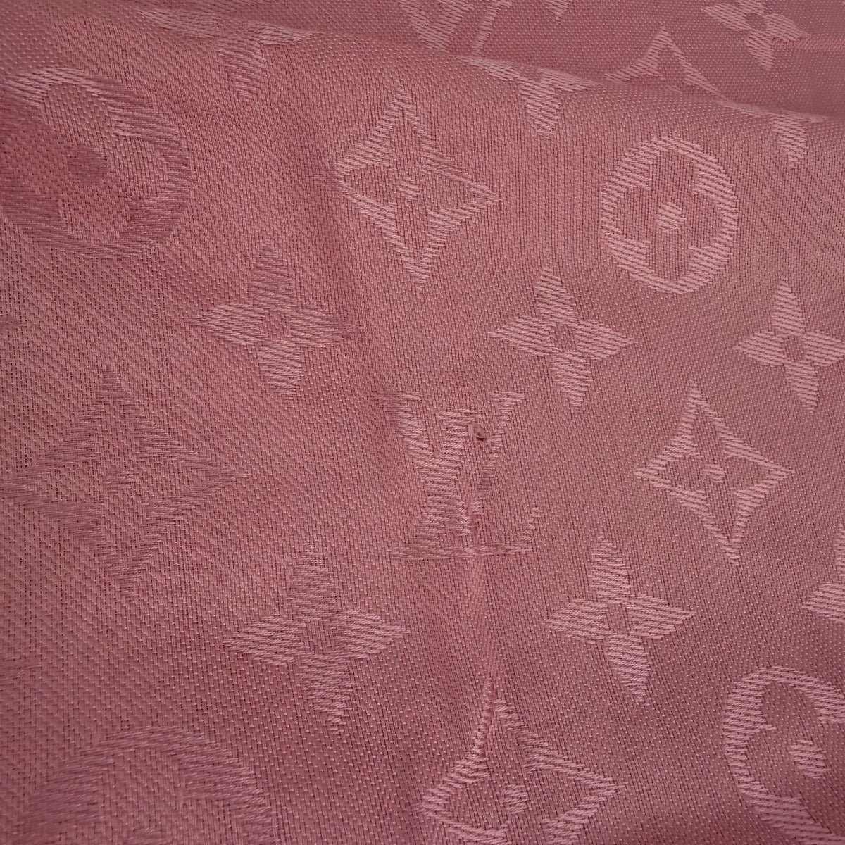 Louis Vuitton Shawl Monogram Pink Silk Wool Vintage Scarf — view 7