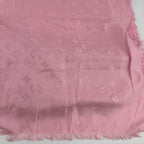 Louis Vuitton Shawl Monogram Pink Silk Wool Vintage Scarf — view 8
