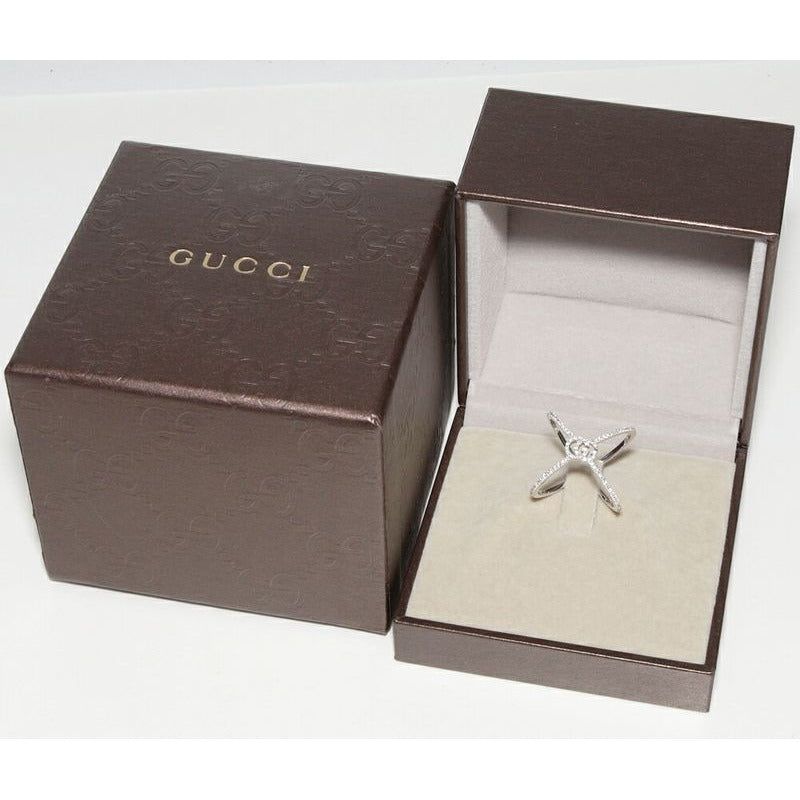 Gucci Rings 18K White Gold Diamond GG Running Xring Full — view 3