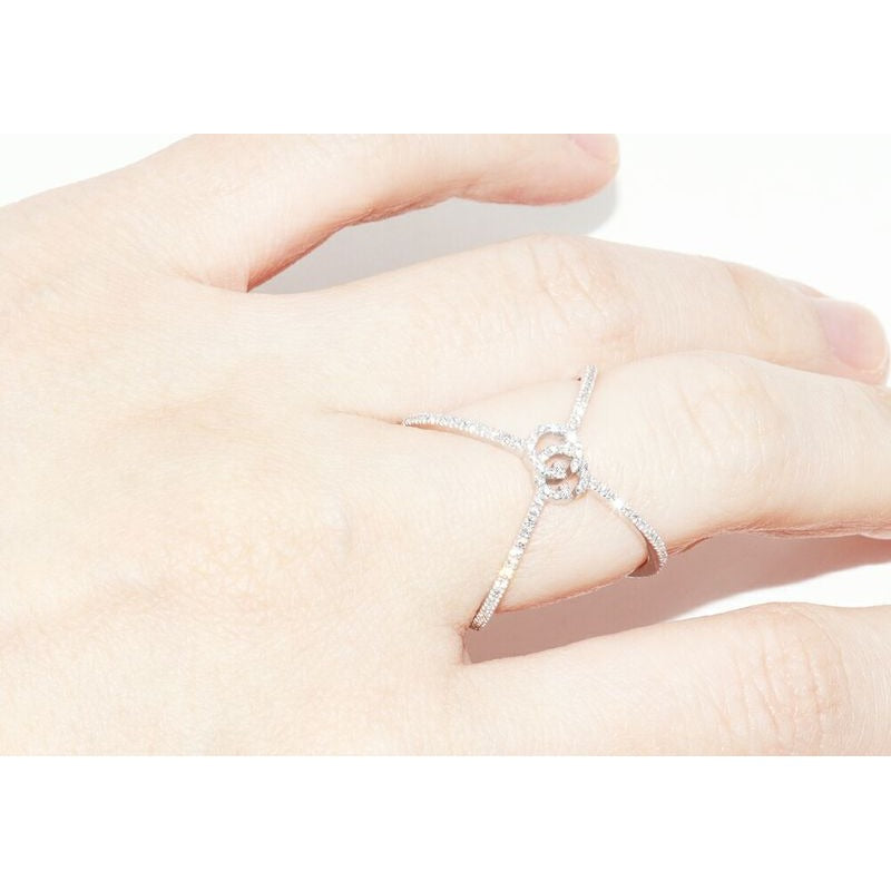 Gucci Rings 18K White Gold Diamond GG Running Xring Full — view 6