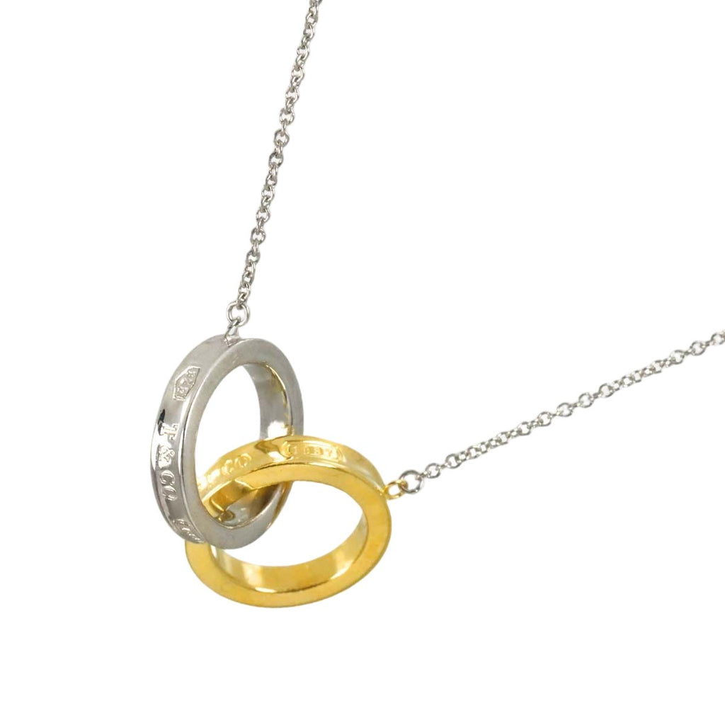 Tiffany & Co Interlocking Necklace 40 cm 925 Sterling Silver 18k YG Yellow Gold