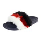 Gucci Horsebit Sandals 30 Faux Fur Rubber Navy Black Red