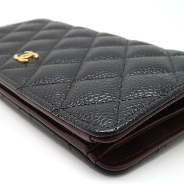 Chanel Bifold Long Wallet Caviar Leather Black Gold Hardware — view 4