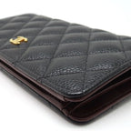Chanel Bifold Long Wallet Caviar Leather Black Gold Hardware — view 4