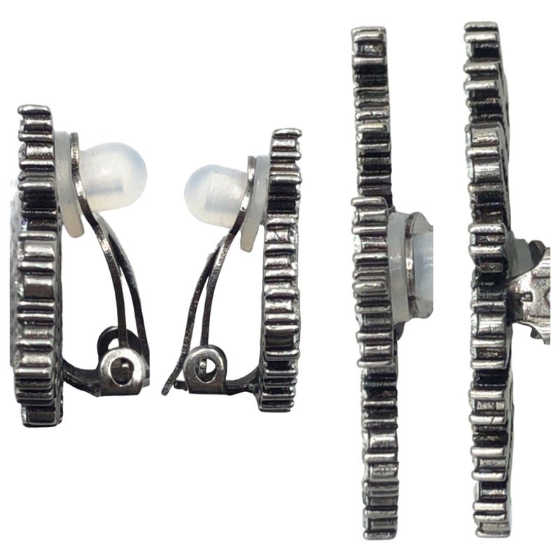 Dior J'A Bee Rhinestone Silver Metal Earrings — view 6