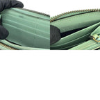 Gucci Long Wallet Round Zipper Sima Leather Mint Green Color Linea Cat — view 9