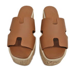 Hermes Eze Sandals Size 39 Leather Cork Natural Thick Sole — view 3