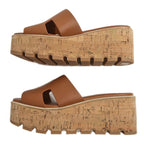 Hermes Eze Sandals Size 39 Leather Cork Natural Thick Sole — view 4