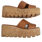 Hermes Eze Sandals Size 39 Leather Cork Natural Thick Sole — view 5