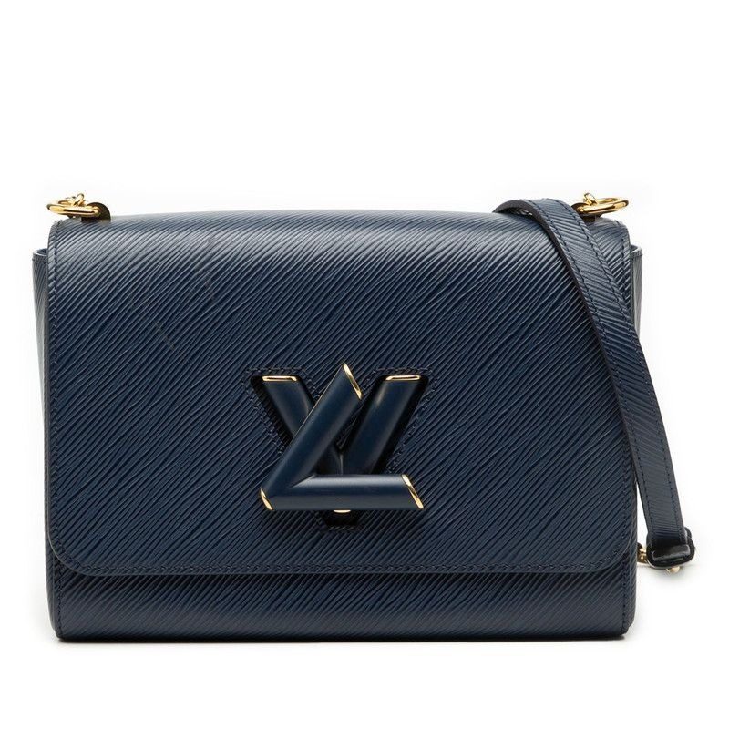 Louis Vuitton Epi Twist MM Crossbody Chain Shoulder Bag Navy Leather