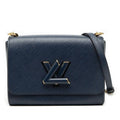 Louis Vuitton Epi Twist MM Crossbody Chain Shoulder Bag Navy Leather