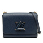 Louis Vuitton Epi Twist MM Crossbody Chain Shoulder Bag Navy Leather