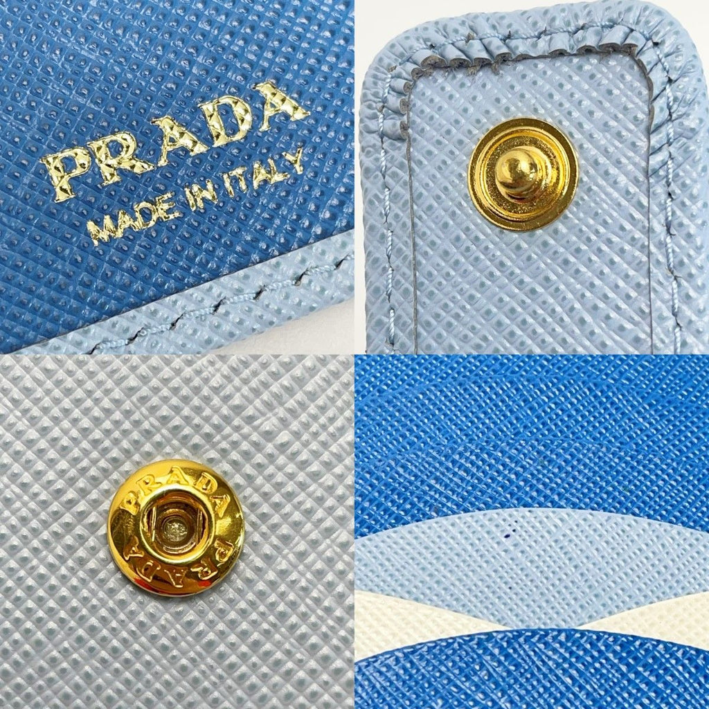 Prada Saffiano Leather Wallet 1 Mv025 sky Blue Bifold Long — view 7