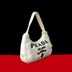 Prada Terry Mini Triangle Logo Hardware Pile Handbag One Shoulder Bag
