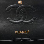 Chanel Quilted Double Flap 25 Icon Print Chain Shoulder Canvas Bicolor Black — view 8