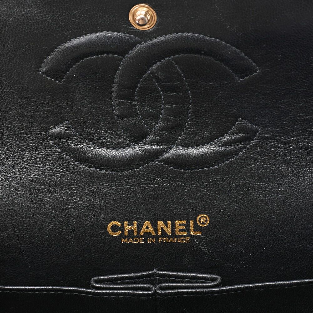 Chanel Quilted Double Flap 25 Icon Print Chain Shoulder Canvas Bicolor Black — view 8